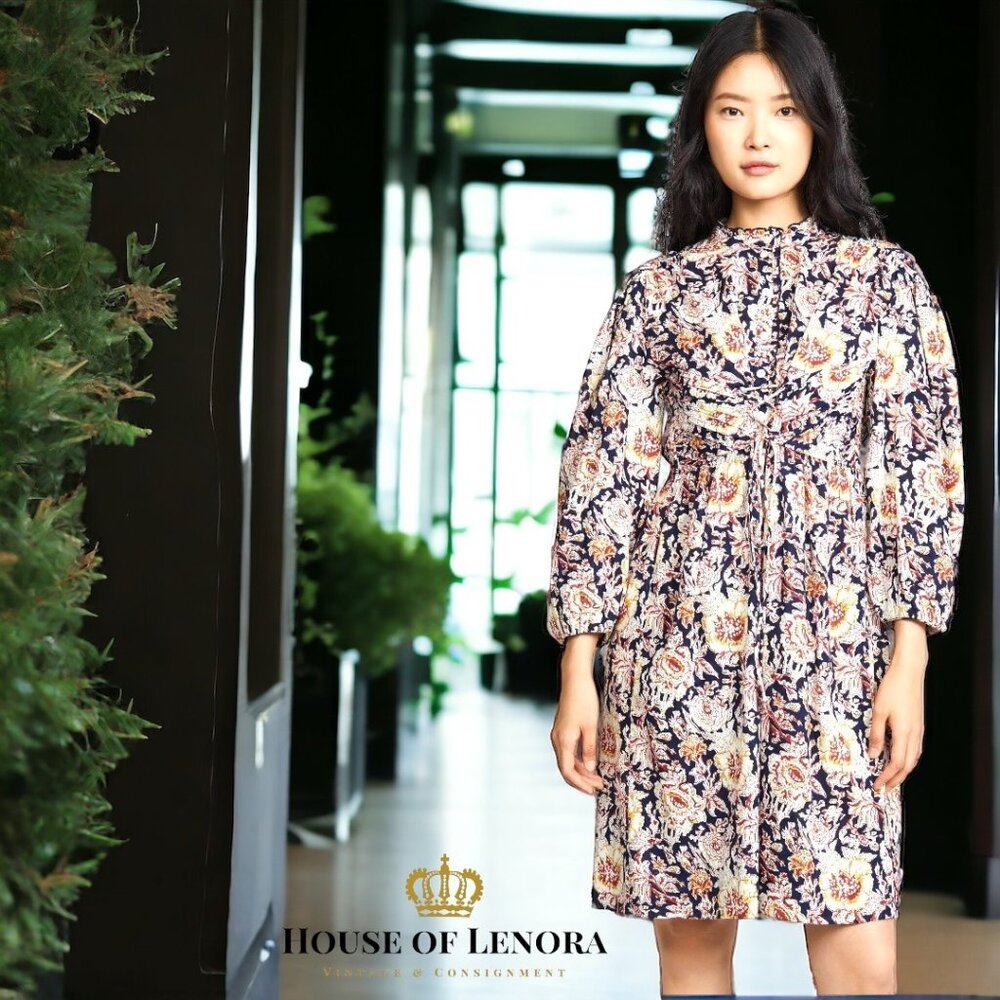 ANTIK BATIK Andre Floral Cotton Mini Long Sleeve Dress , size Extra Small - Picture 1 of 15